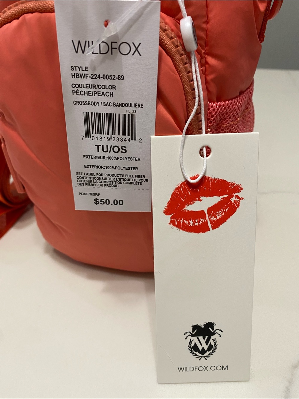 Wildfox Coral Orange Mini Crossbody Water Bottle Holder - Picture 6 of 12